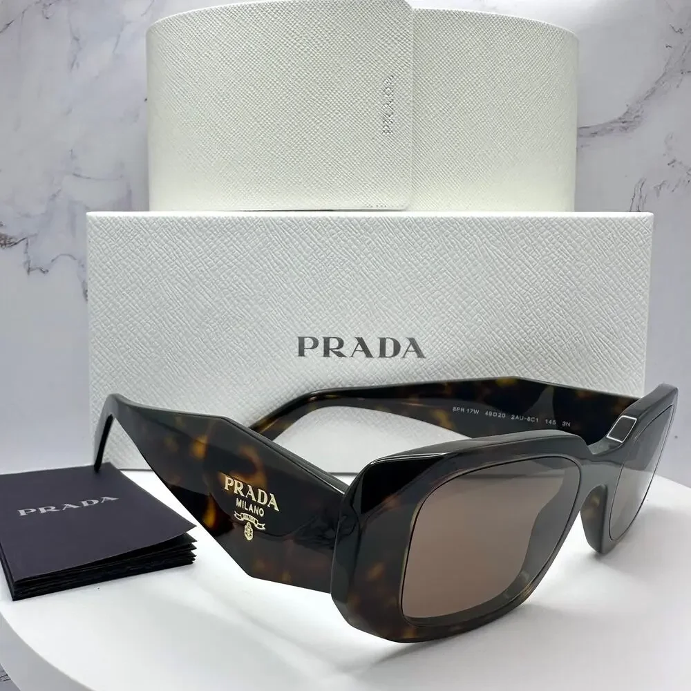 PRADA Sunglasses New Brown Tortoise Acetate PR 17WS Symbole Logo Italy Authentic